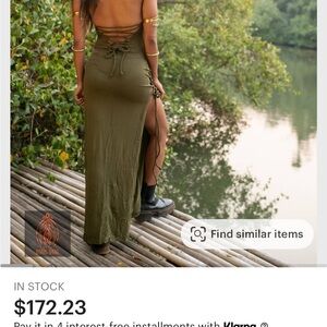 Olive Green Maxi Dress with Lace-Up Back